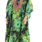 Sakkas Milanna Women's V neck Short Sleeve Vibrant Print Caftan Dress Cover-up