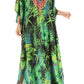 Sakkas Milanna Women's V neck Short Sleeve Vibrant Print Caftan Dress Cover-up