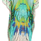 Sakkas Milanna Women's V neck Short Sleeve Vibrant Print Caftan Dress Cover-up