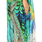 Sakkas Milanna Women's V neck Short Sleeve Vibrant Print Caftan Dress Cover-up