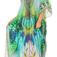Sakkas Milanna Women's V neck Short Sleeve Vibrant Print Caftan Dress Cover-up