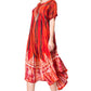 Sakkas Devora Women's Maxi NightGown Caftan Kaftan Dress Tie Dye Batik & Corset