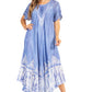 Sakkas Devora Women's Maxi NightGown Caftan Kaftan Dress Tie Dye Batik & Corset