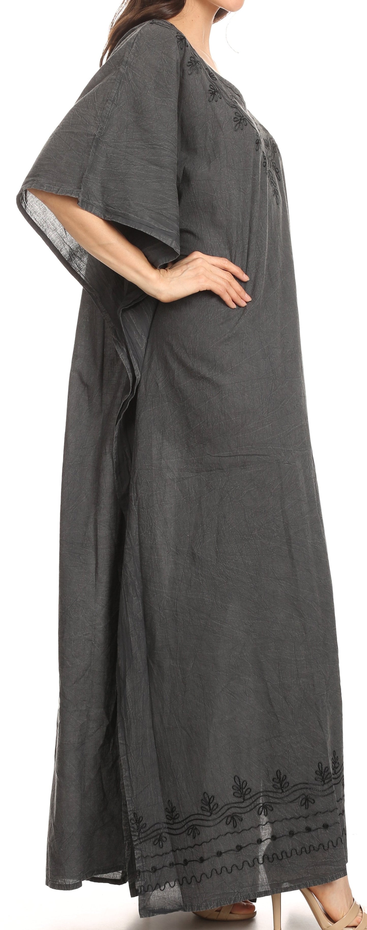 Sakkas Favi Vestido largo casual maxi para mujer Caftán para cubrirse para descansar de rayón