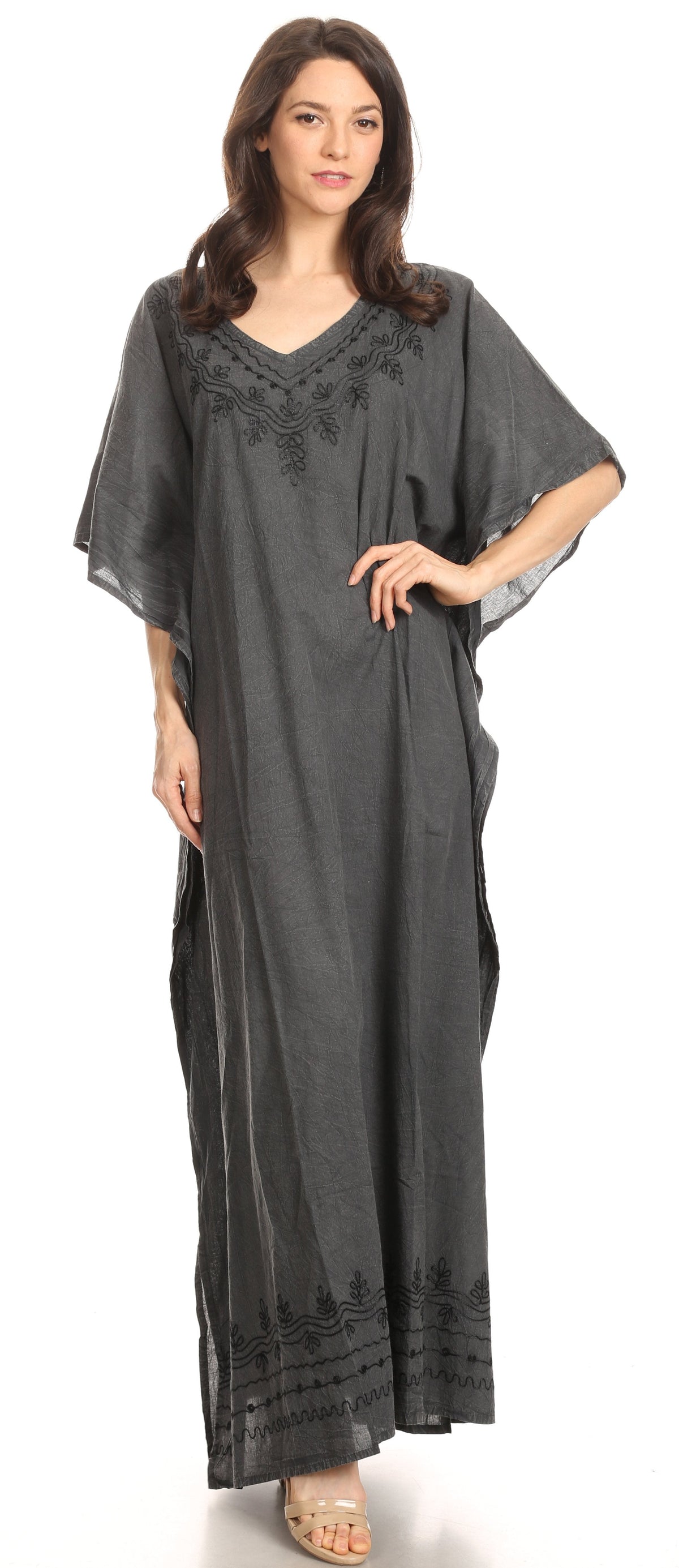 Sakkas Favi Vestido largo casual maxi para mujer Caftán para cubrirse para descansar de rayón