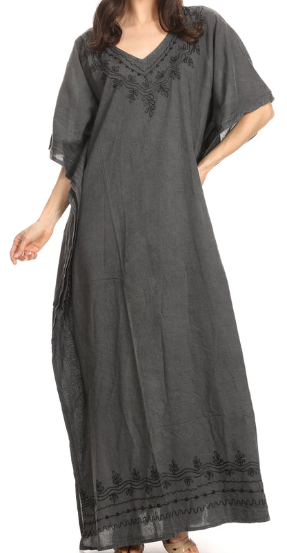 Sakkas Favi Vestido largo casual maxi para mujer Caftán para cubrirse para descansar de rayón