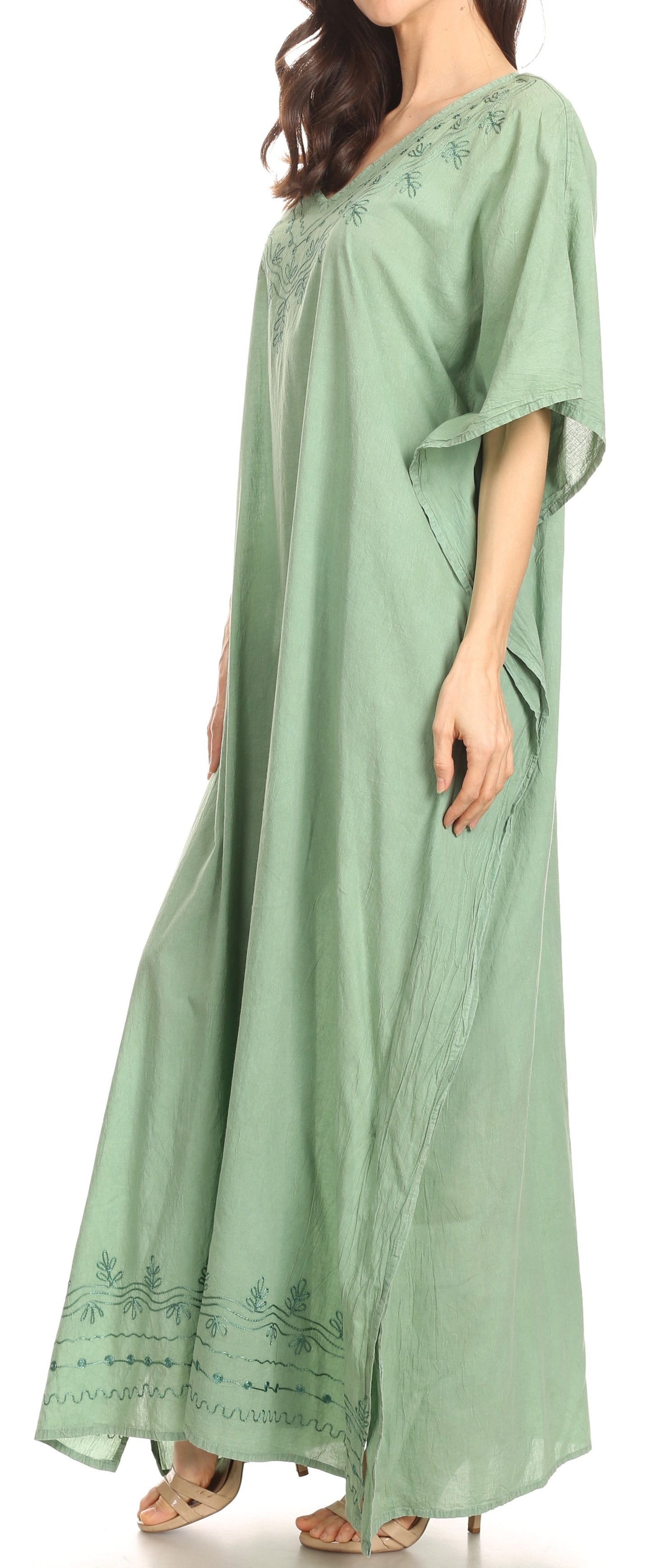 Sakkas Favi Vestido largo casual maxi para mujer Caftán para cubrirse para descansar de rayón