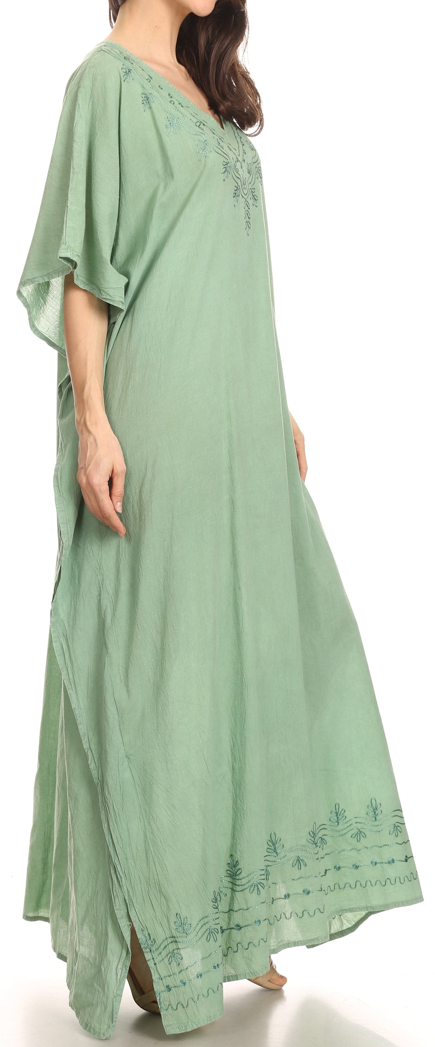 Sakkas Favi Vestido largo casual maxi para mujer Caftán para cubrirse para descansar de rayón