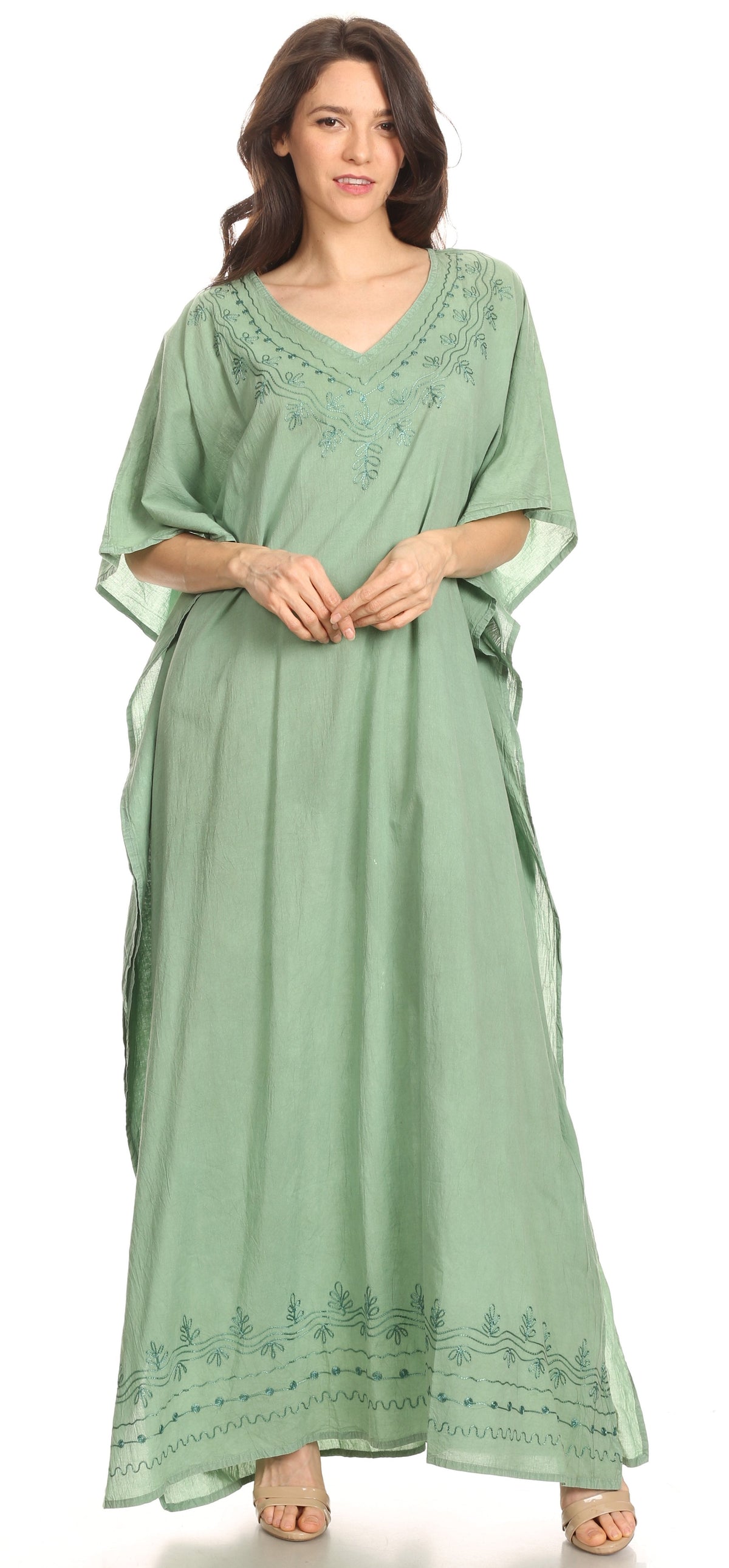 Sakkas Favi Vestido largo casual maxi para mujer Caftán para cubrirse para descansar de rayón