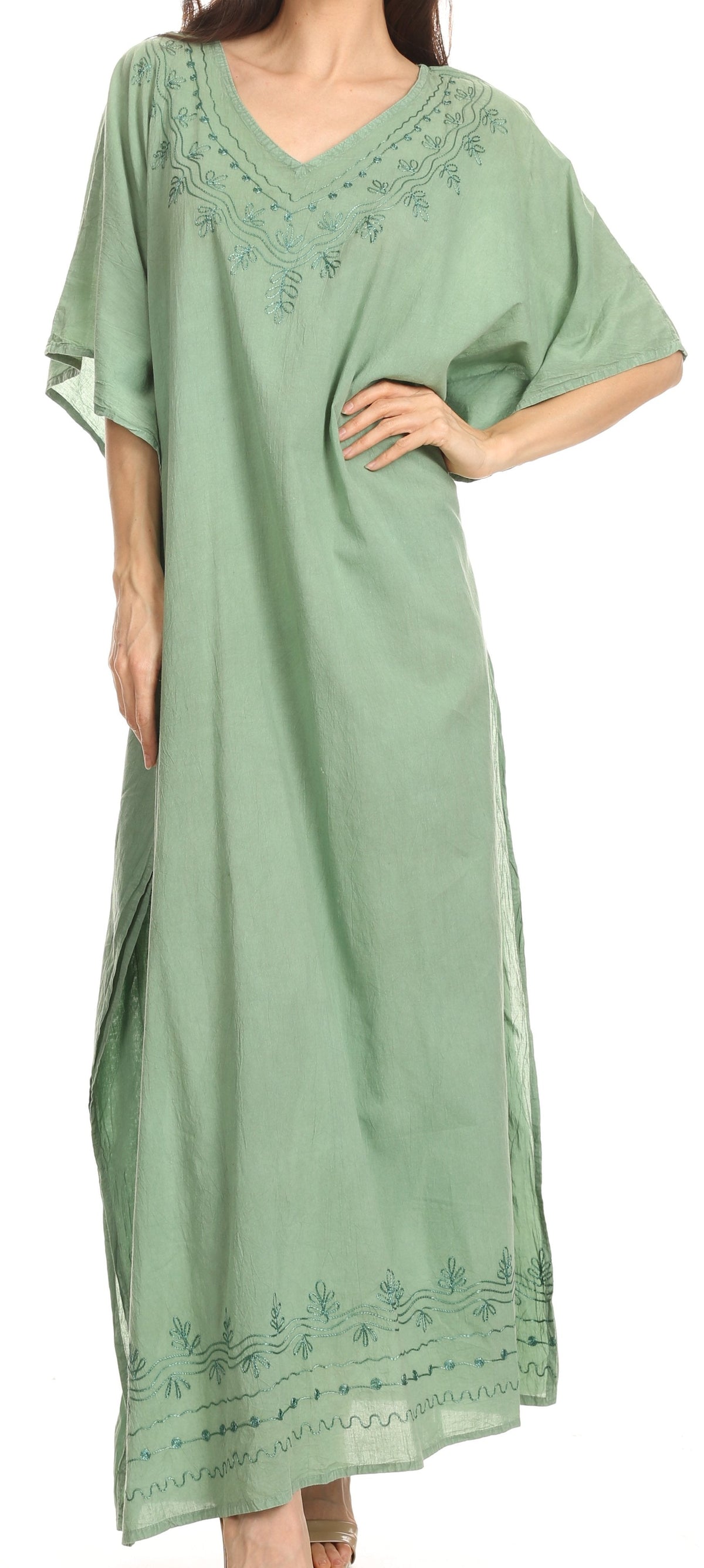 Sakkas Favi Vestido largo casual maxi para mujer Caftán para cubrirse para descansar de rayón