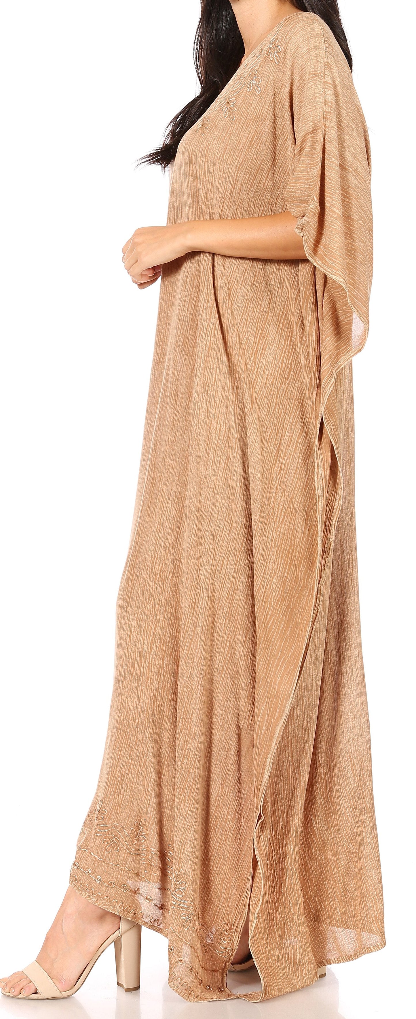 Sakkas Favi Vestido largo casual maxi para mujer Caftán para cubrirse para descansar de rayón