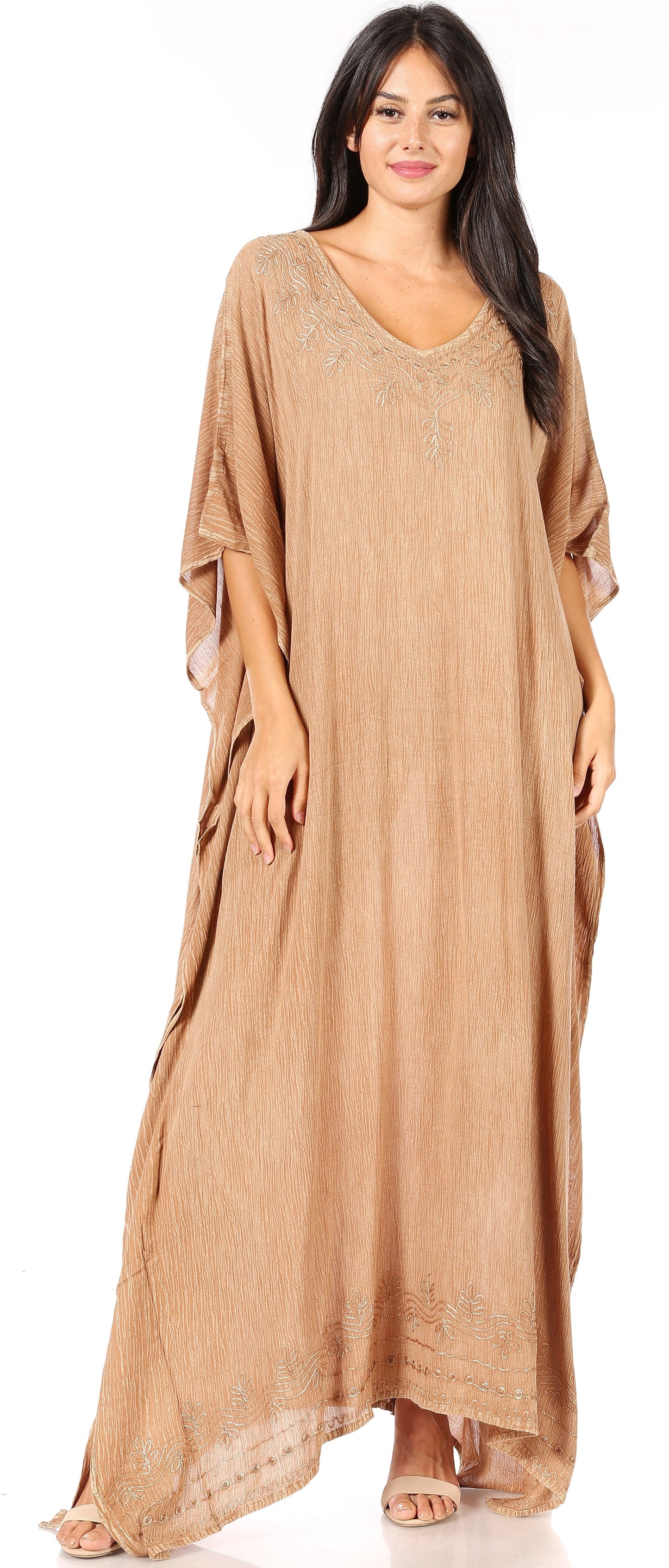 Sakkas Favi Vestido largo casual maxi para mujer Caftán para cubrirse para descansar de rayón