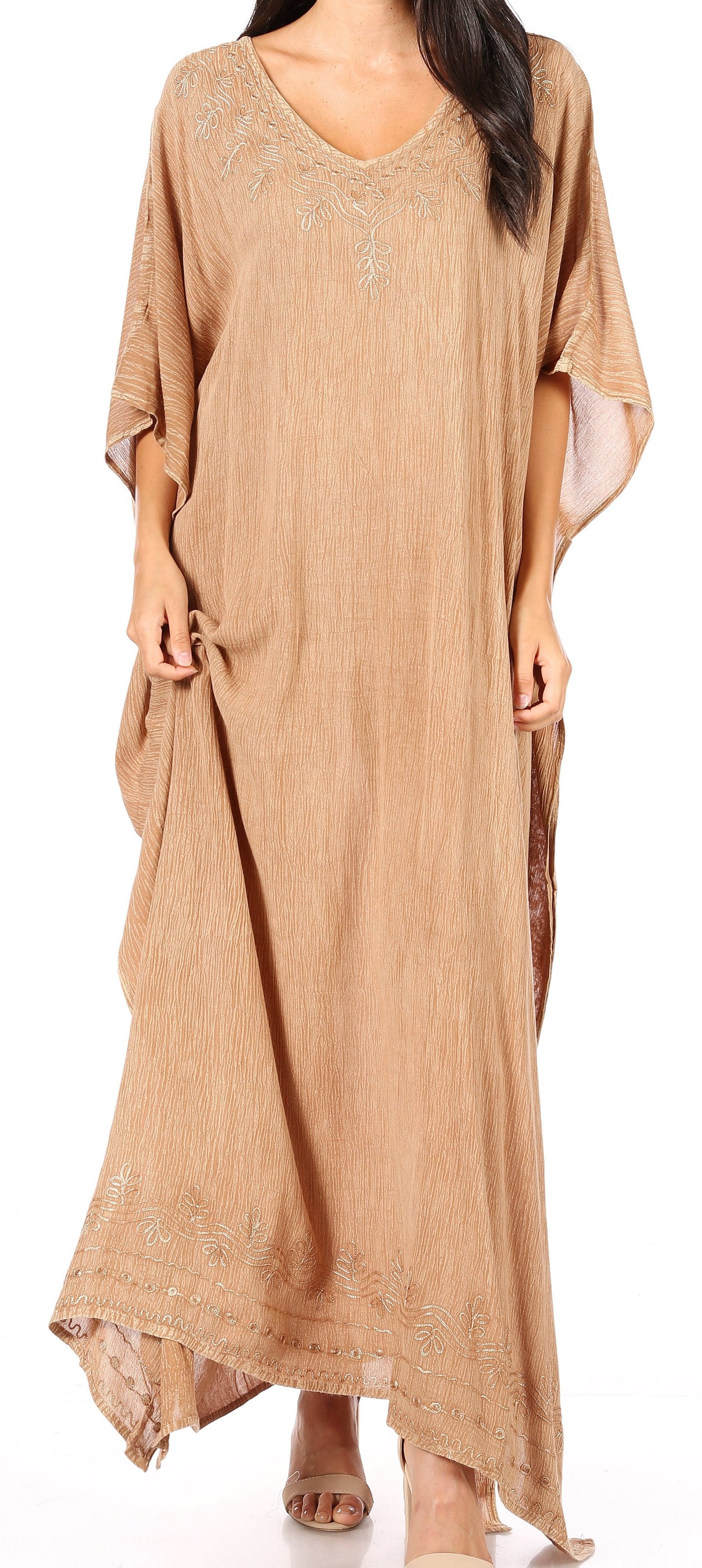 Sakkas Favi Vestido largo casual maxi para mujer Caftán para cubrirse para descansar de rayón