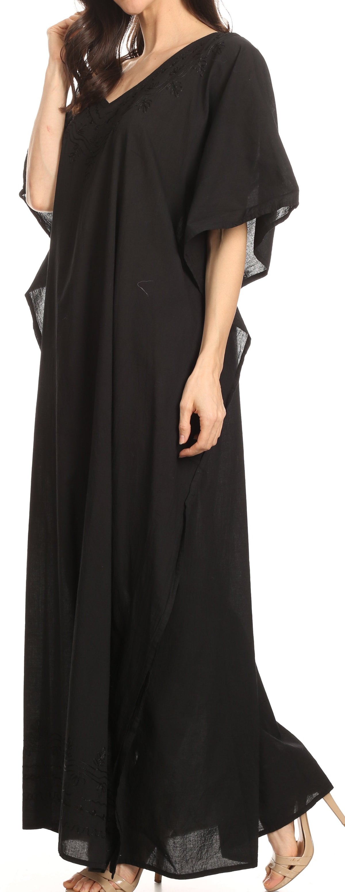Sakkas Favi Vestido largo casual maxi para mujer Caftán para cubrirse para descansar de rayón