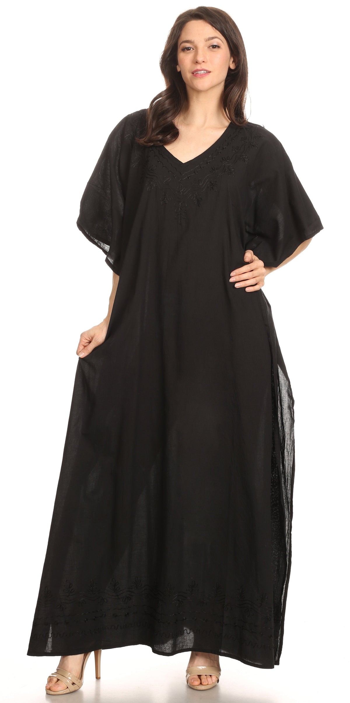 Sakkas Favi Vestido largo casual maxi para mujer Caftán para cubrirse para descansar de rayón