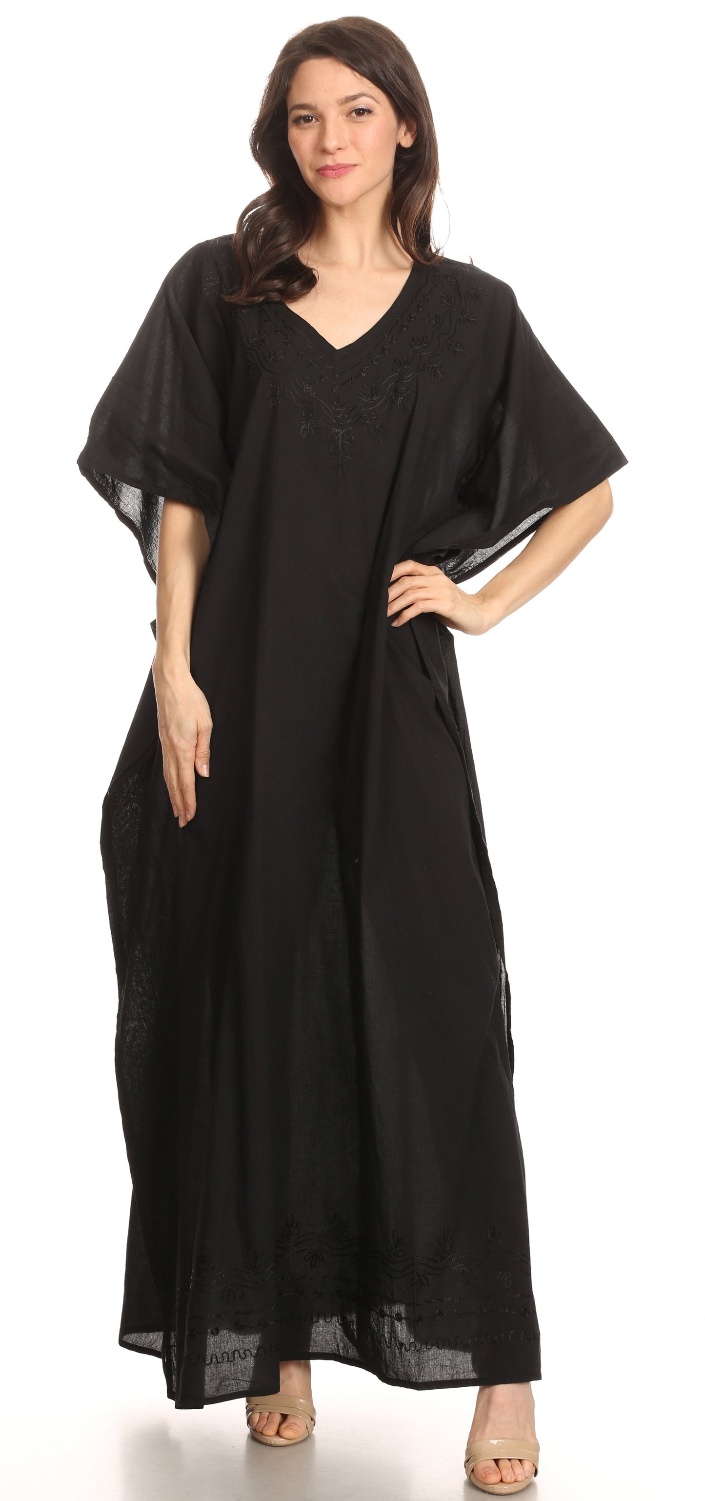 Sakkas Favi Vestido largo casual maxi para mujer Caftán para cubrirse para descansar de rayón