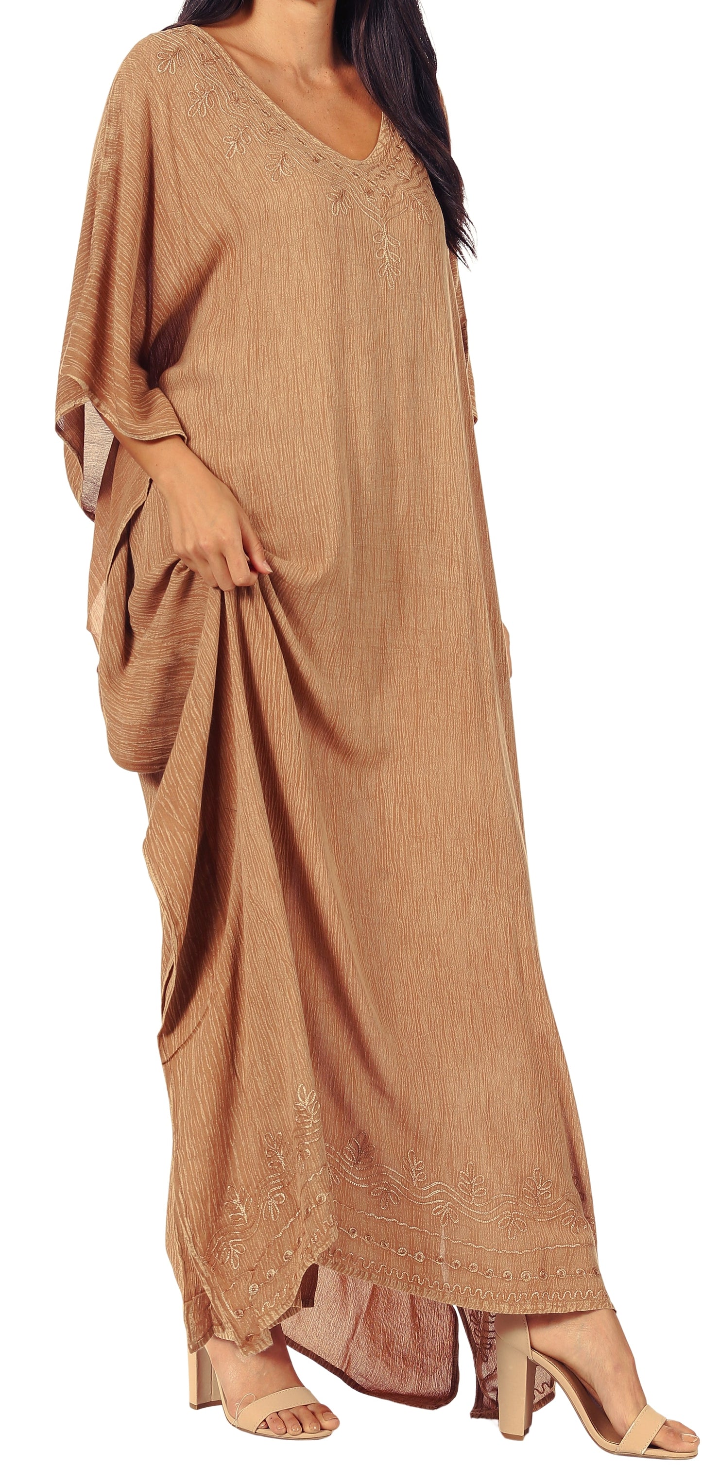 Sakkas Favi Vestido largo casual maxi para mujer Caftán para cubrirse para descansar de rayón