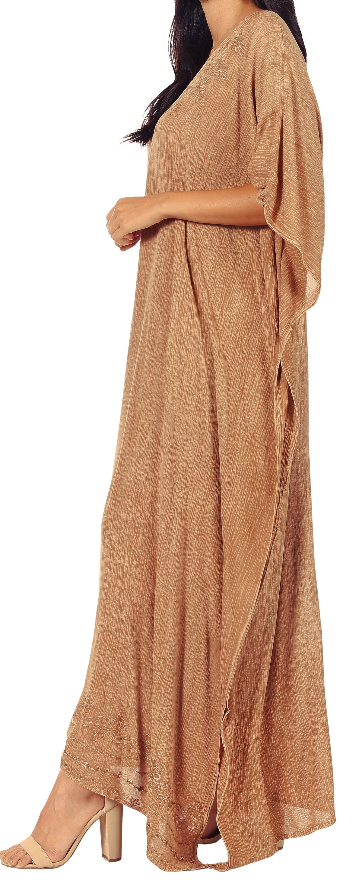 Sakkas Favi Vestido largo casual maxi para mujer Caftán para cubrirse para descansar de rayón