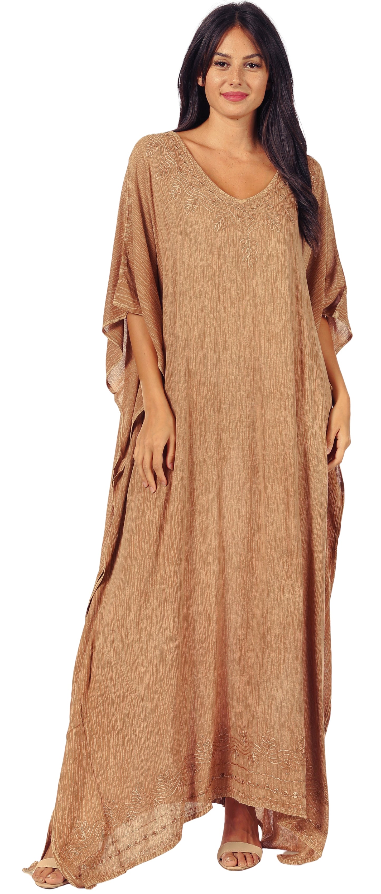 Sakkas Favi Vestido largo casual maxi para mujer Caftán para cubrirse para descansar de rayón