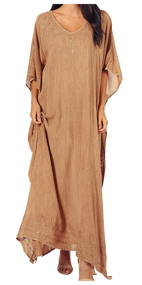 Sakkas Favi Vestido largo casual maxi para mujer Caftán para cubrirse para descansar de rayón