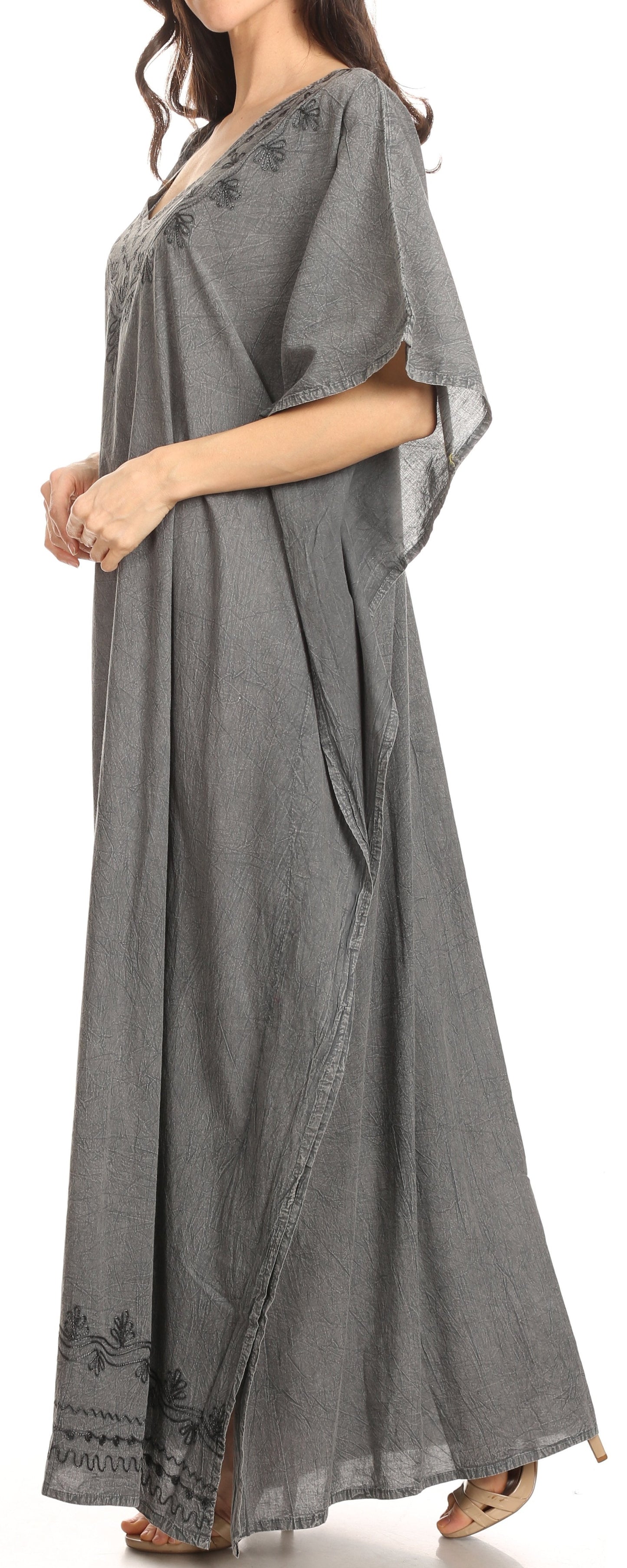 Sakkas Favi Vestido largo casual maxi para mujer Caftán para cubrirse para descansar de rayón