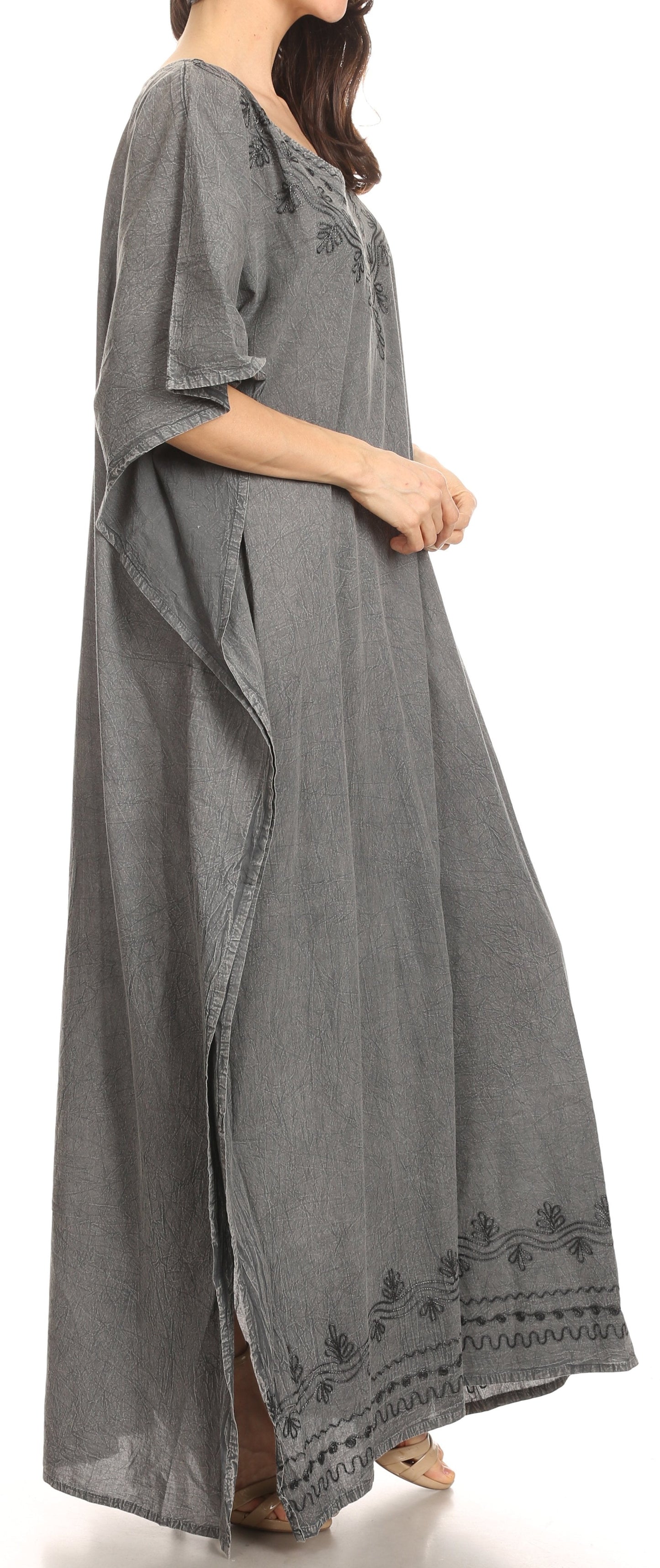Sakkas Favi Vestido largo casual maxi para mujer Caftán para cubrirse para descansar de rayón