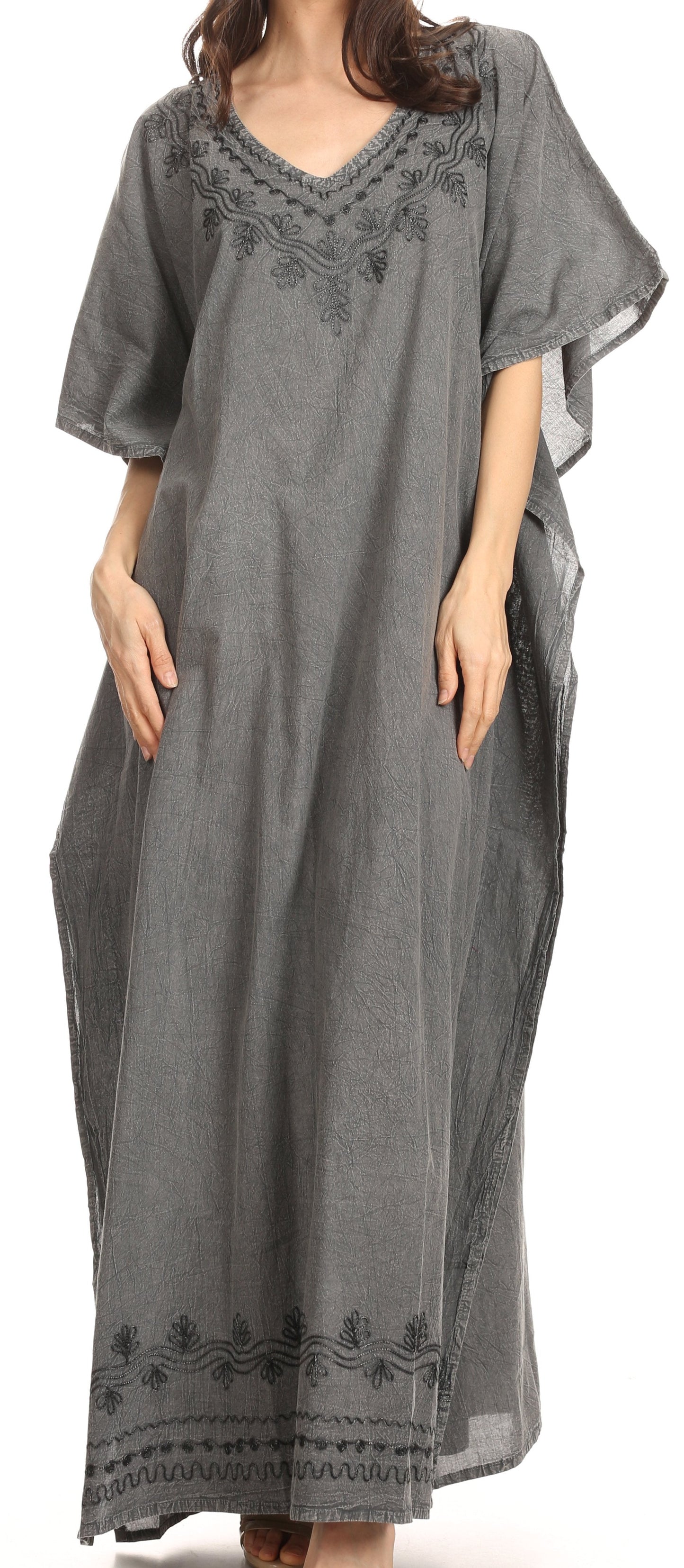 Sakkas Favi Vestido largo casual maxi para mujer Caftán para cubrirse para descansar de rayón