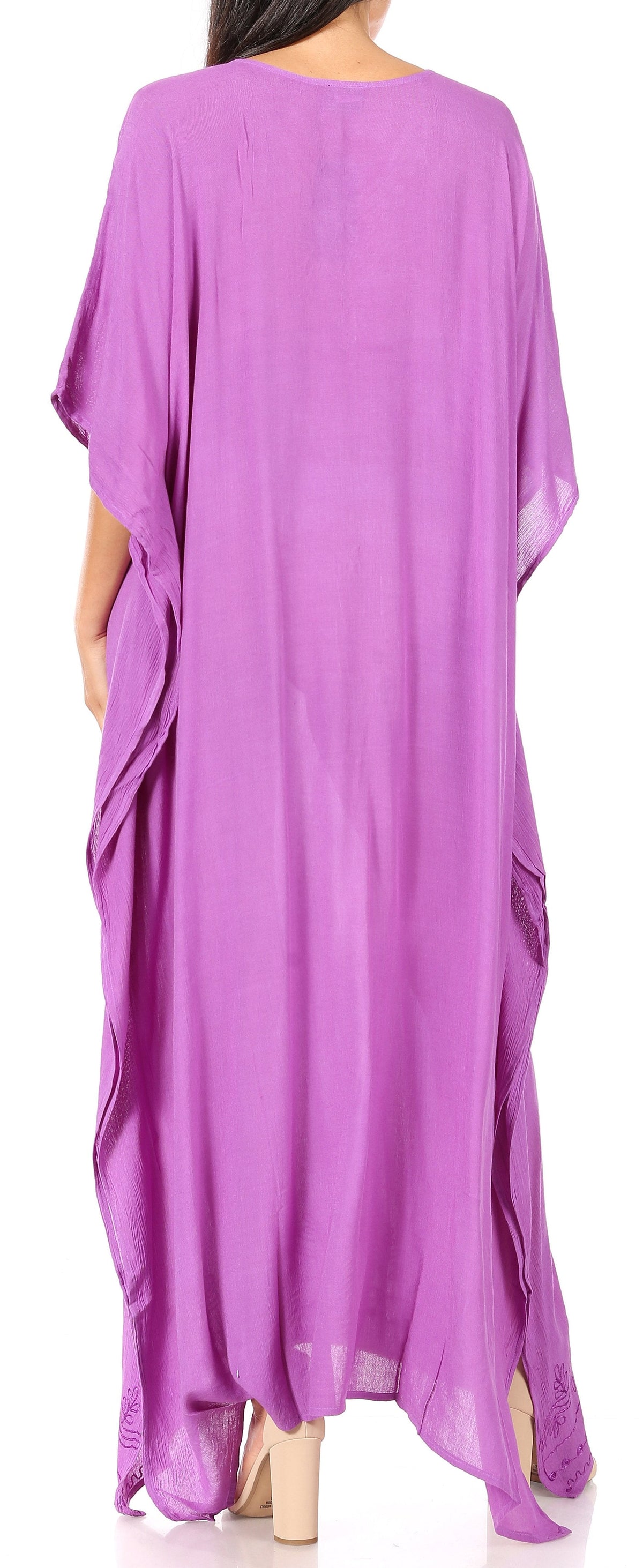 Sakkas Favi Vestido largo casual maxi para mujer Caftán para cubrirse para descansar de rayón