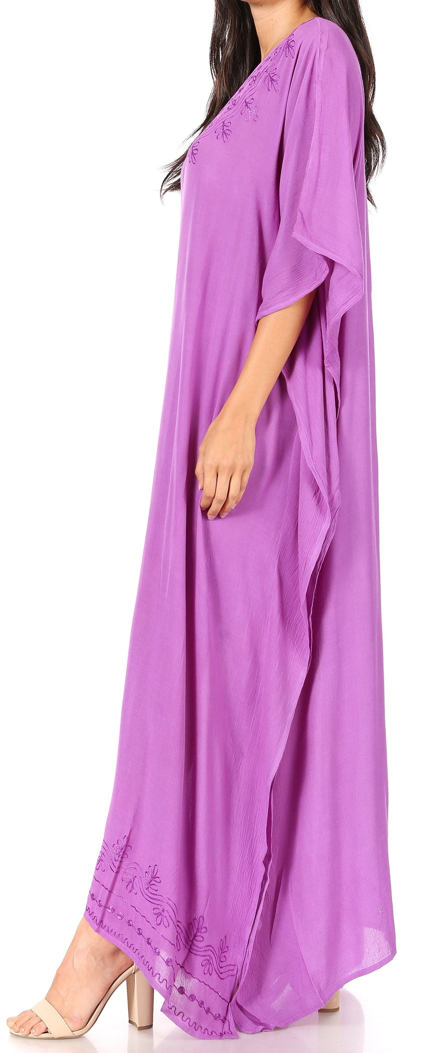 Sakkas Favi Vestido largo casual maxi para mujer Caftán para cubrirse para descansar de rayón