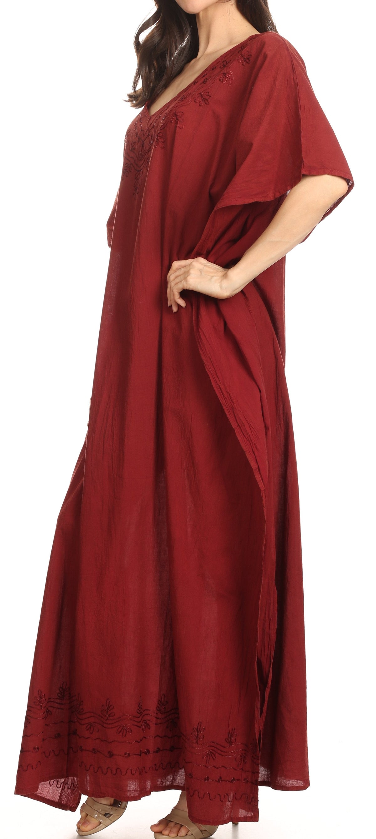 Sakkas Favi Vestido largo casual maxi para mujer Caftán para cubrirse para descansar de rayón
