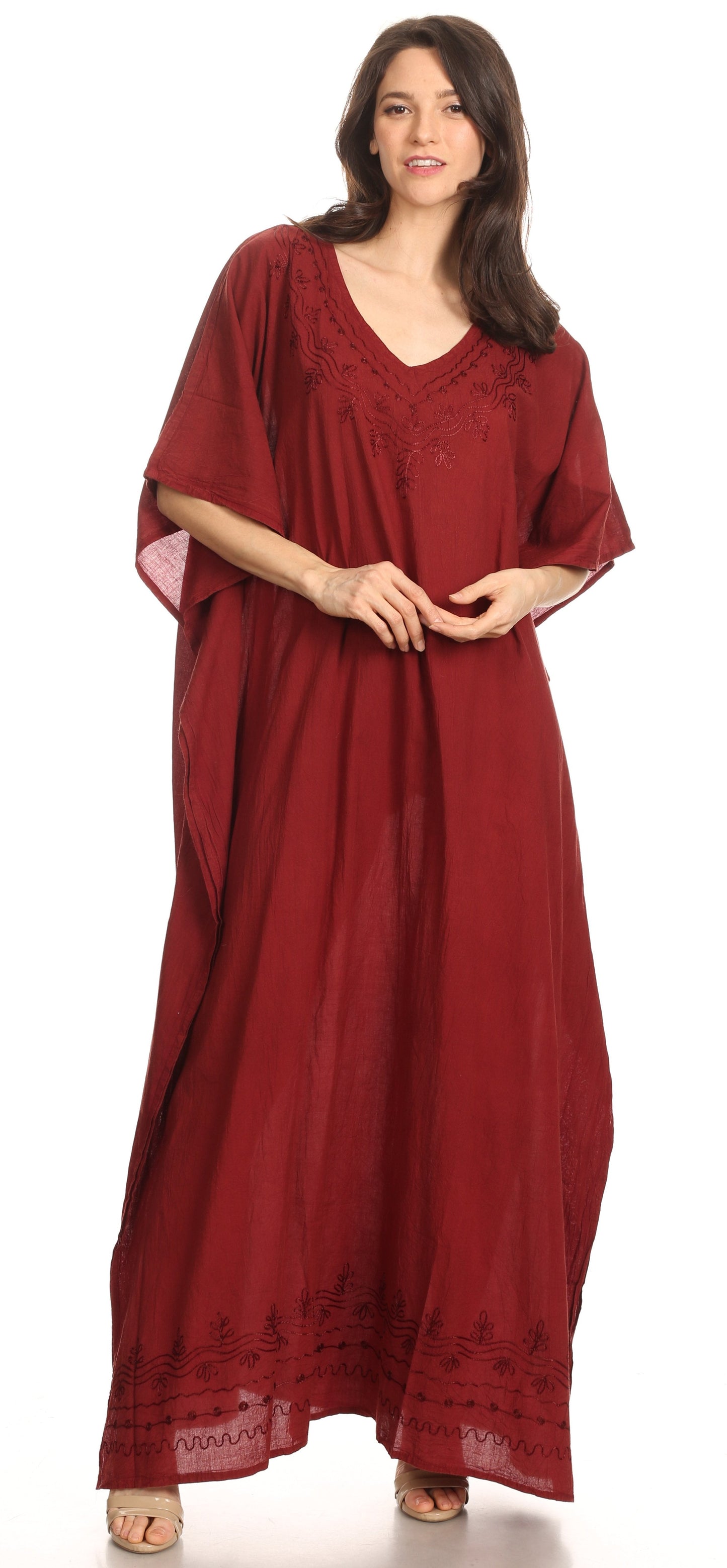 Sakkas Favi Vestido largo casual maxi para mujer Caftán para cubrirse para descansar de rayón