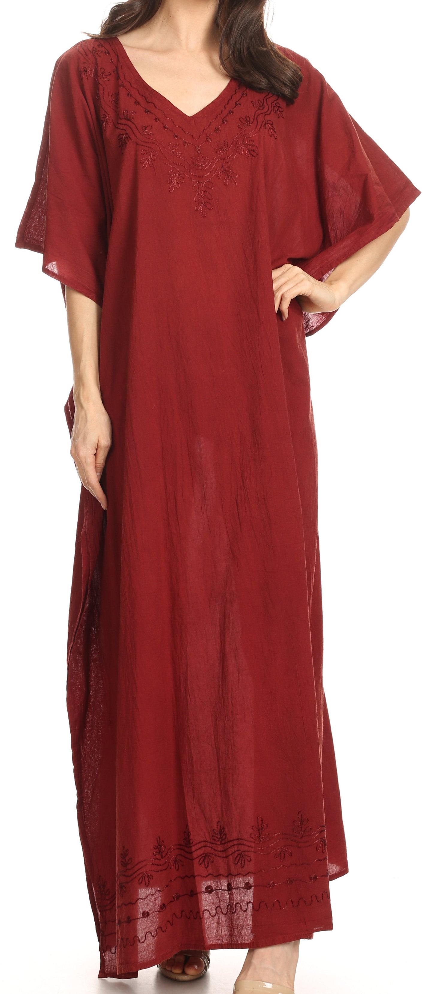 Sakkas Favi Vestido largo casual maxi para mujer Caftán para cubrirse para descansar de rayón