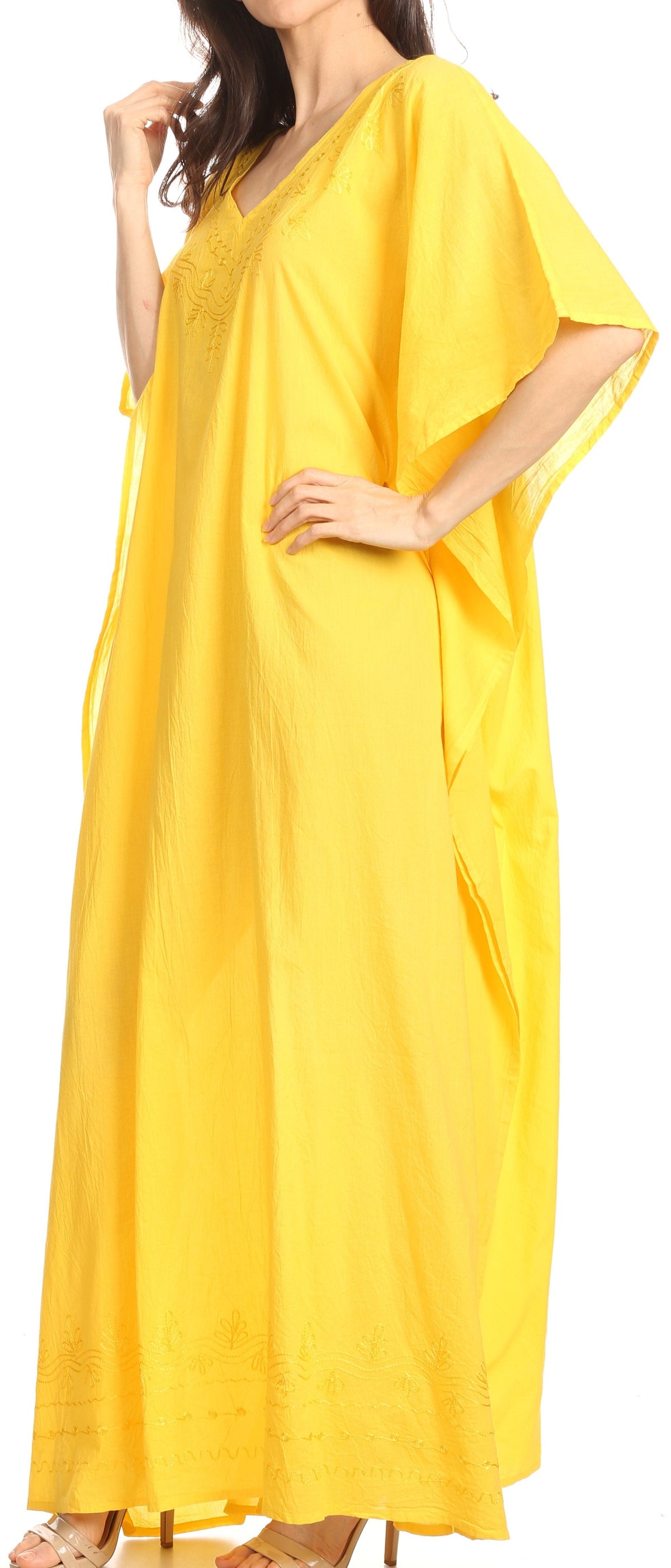 Sakkas Favi Vestido largo casual maxi para mujer Caftán para cubrirse para descansar de rayón