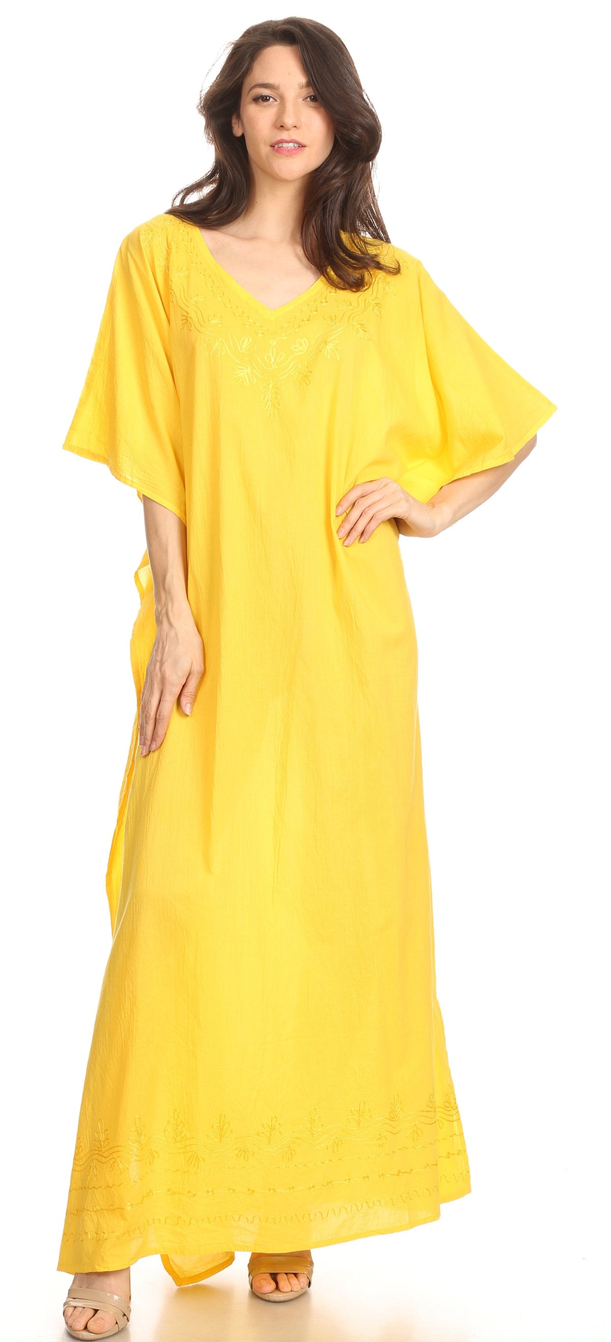 Sakkas Favi Vestido largo casual maxi para mujer Caftán para cubrirse para descansar de rayón
