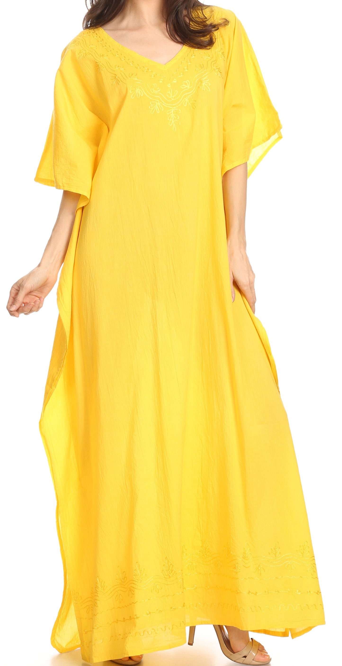 Sakkas Favi Vestido largo casual maxi para mujer Caftán para cubrirse para descansar de rayón