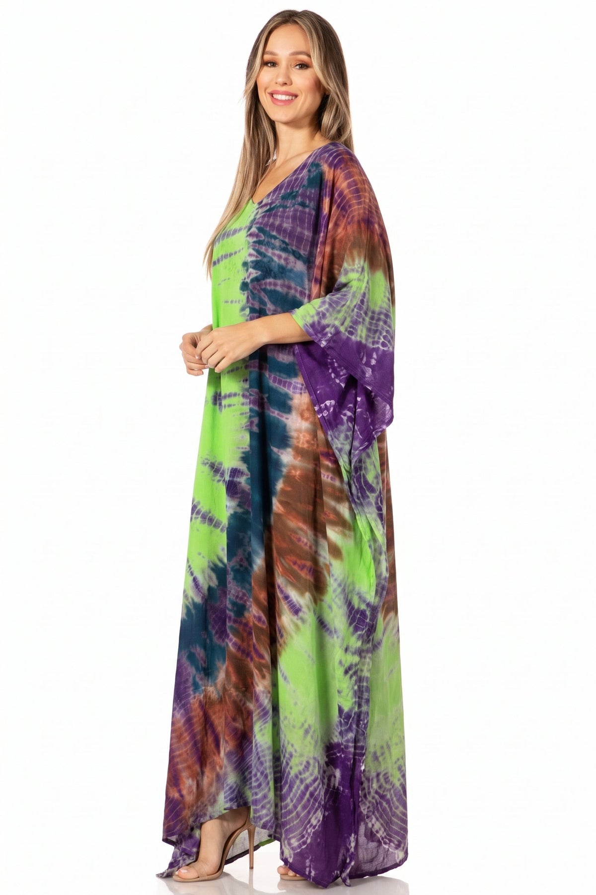 Sakkas Catia Women's Boho-Style Long Maxi Caftan for Lounging and Casual Wear