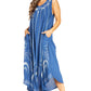 Sakkas Starlight Fourth Women's Tie Dye Caftan Tank Dress/Cover Up  Beach Kaftan