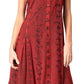 Sakkas Maya Midi Floral Embroidered Sleeveless Button Up Rayon Dress