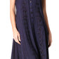 Sakkas Maya Midi Floral Embroidered Sleeveless Button Up Rayon Dress