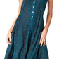 Sakkas Maya Midi Floral Embroidered Sleeveless Button Up Rayon Dress