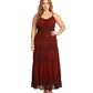 MKY Amy Stonewashed Rayon Embroidered Adjustable Spaghetti Straps Long Dress