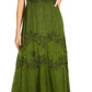 MKY Amy Stonewashed Rayon Embroidered Adjustable Spaghetti Straps Long Dress