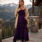 MKY Amy Stonewashed Rayon Embroidered Adjustable Spaghetti Straps Long Dress