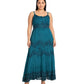 MKY Amy Stonewashed Rayon Embroidered Adjustable Spaghetti Straps Long Dress