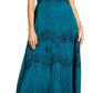 MKY Amy Stonewashed Rayon Embroidered Adjustable Spaghetti Straps Long Dress