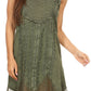 Sakkas Marian Sleeveless Crochet Summer Midi Slim Dress with Emboidery