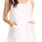 Sakkas Genna Two Layer Sleeveless Ruched Shoulder Straps Round Neck Tent Dress