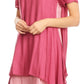 Sakkas Arina Midi Double Layered Short Sleeve Dress Solid with Pockets