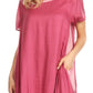 Sakkas Arina Midi Double Layered Short Sleeve Dress Solid with Pockets