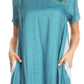 Sakkas Arina Midi Double Layered Short Sleeve Dress Solid with Pockets